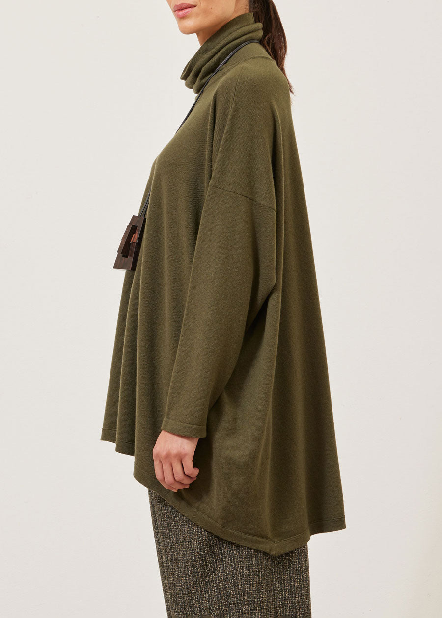 cashmere smaller front larger back scrunch neck sweater - long