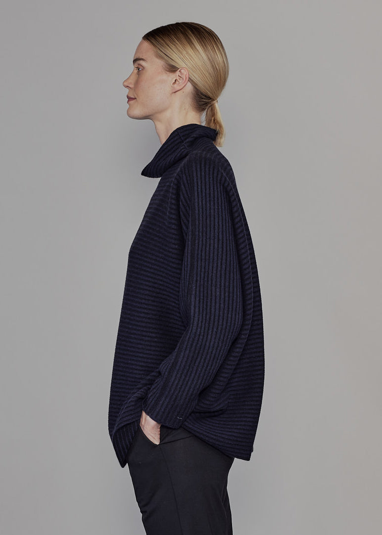 slim sleeve funnel scrunch neck sweater - long