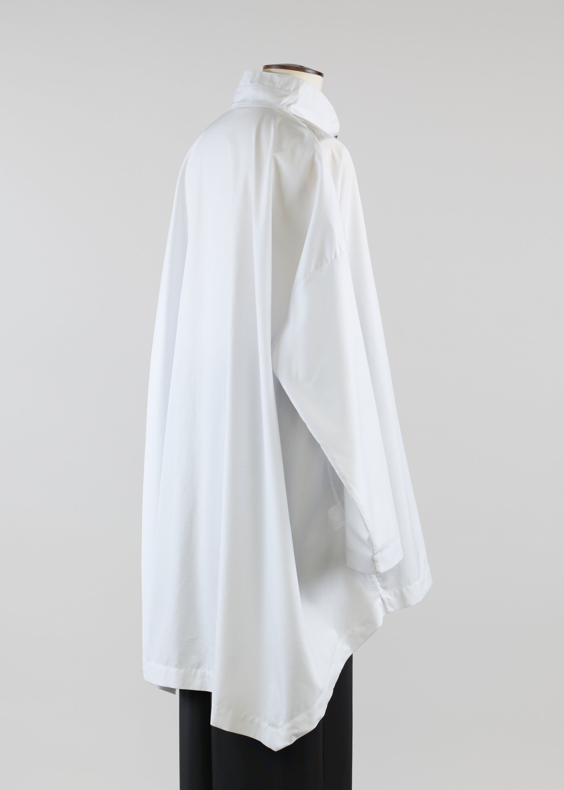 cotton smaller front larger back double stand collar shirt - long