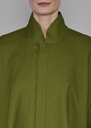 cotton wide a-line shirt dress with chinese collar