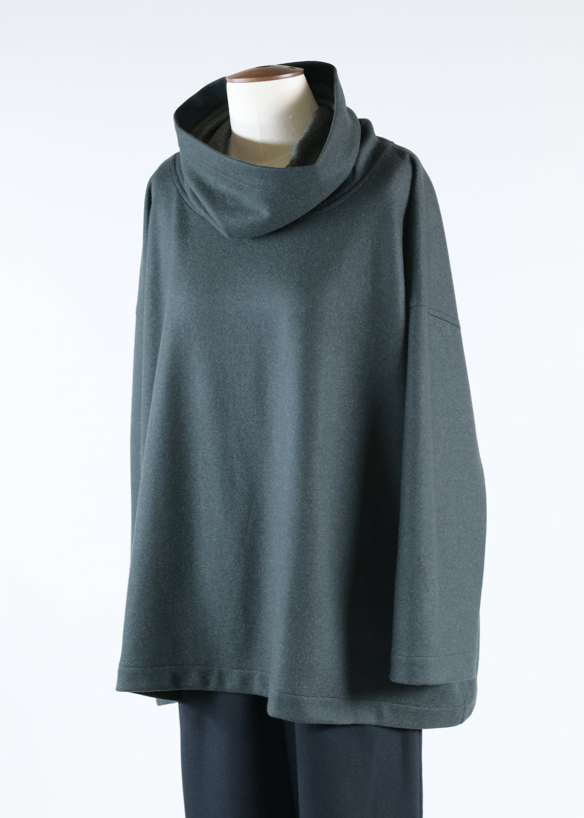 cashmere wide a-line monks top - long