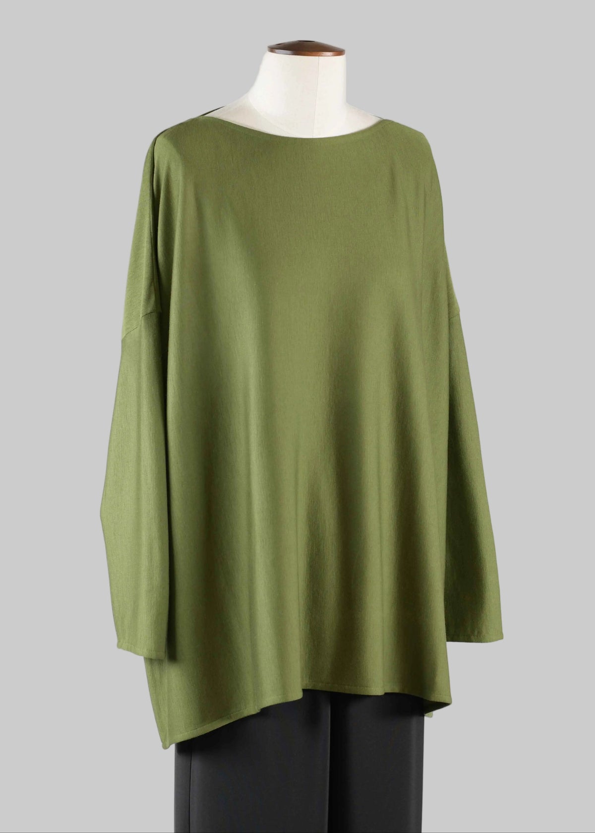 cashmere silk jersey wide slim sleeve slash neck - long (fernlight)