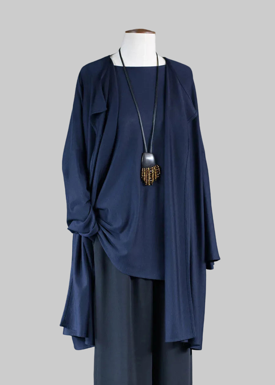 cashmere silk jersey extra wide slim sleeve jacket - long plus