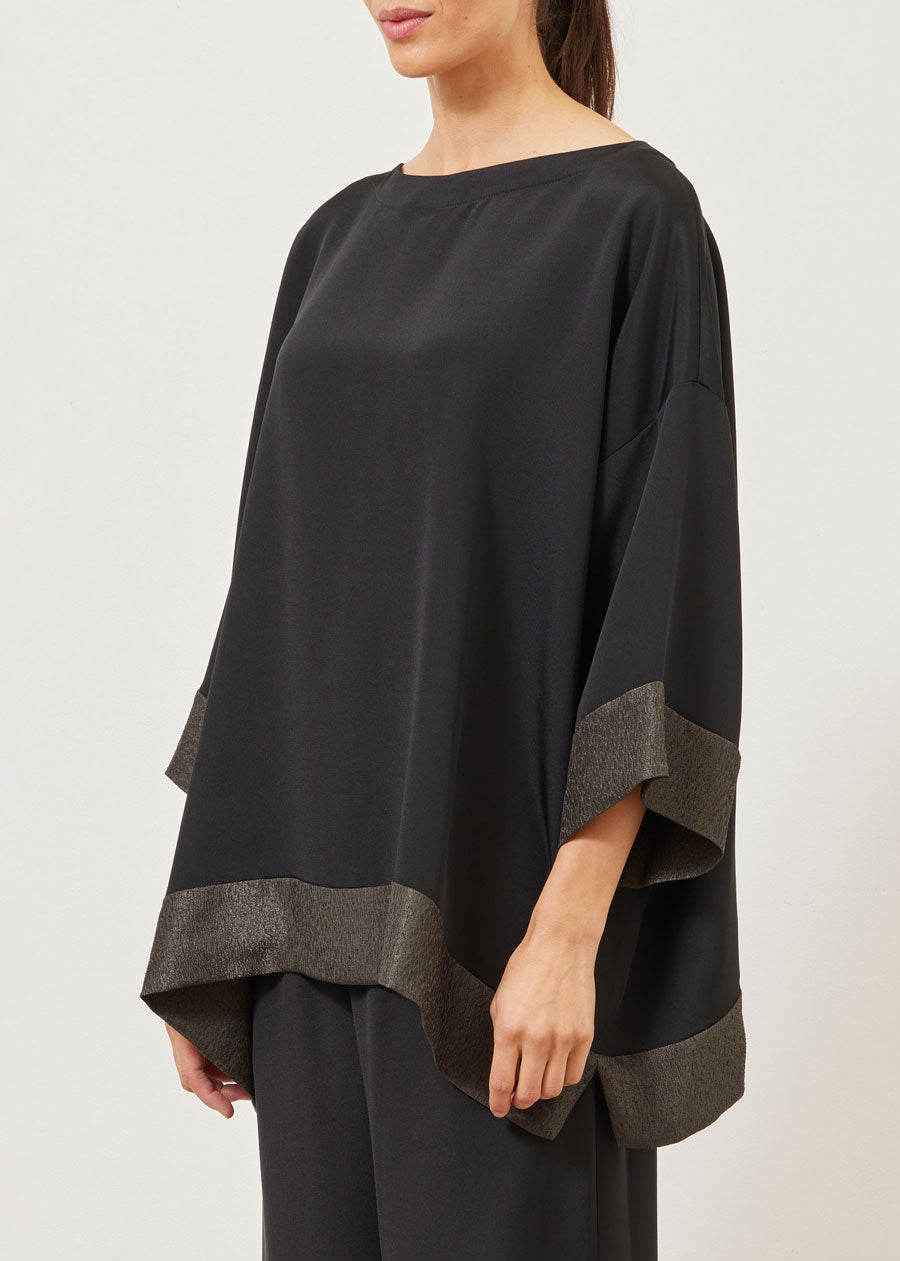 silk 3/4 sleeve scoop neck tunic - long
