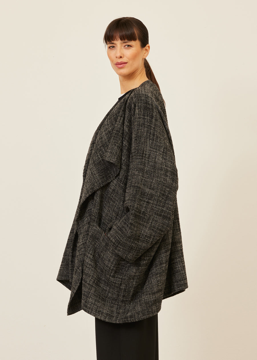 alpaca wool mix jacket coat - long plus