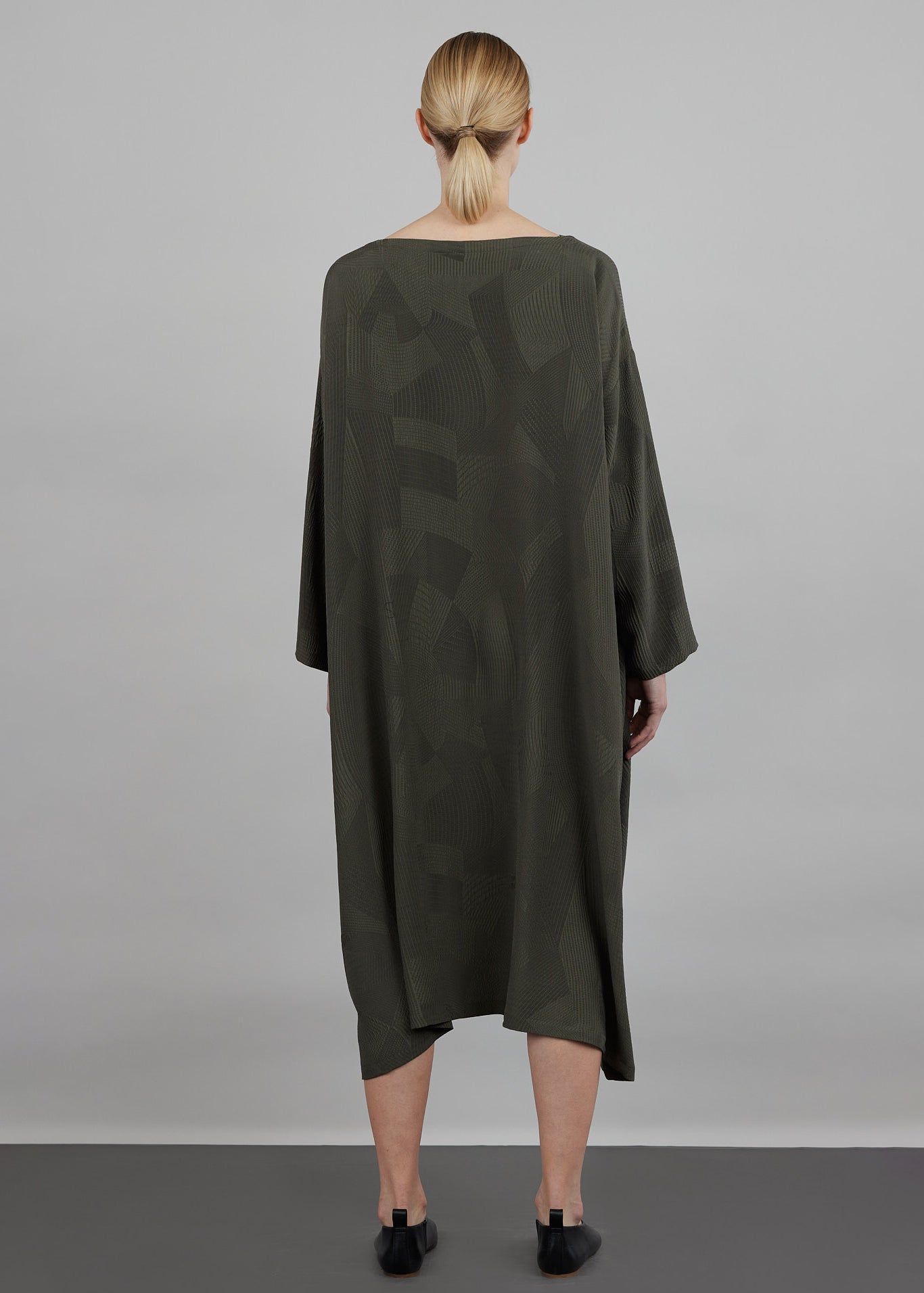 silk wide a-line scoop neck dress