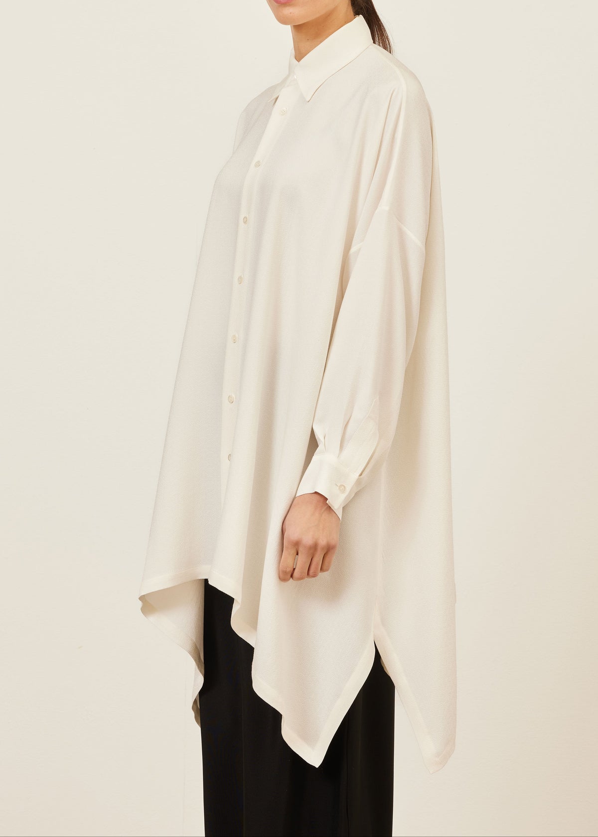 silk dps shirt with collar - long plus (ivory)