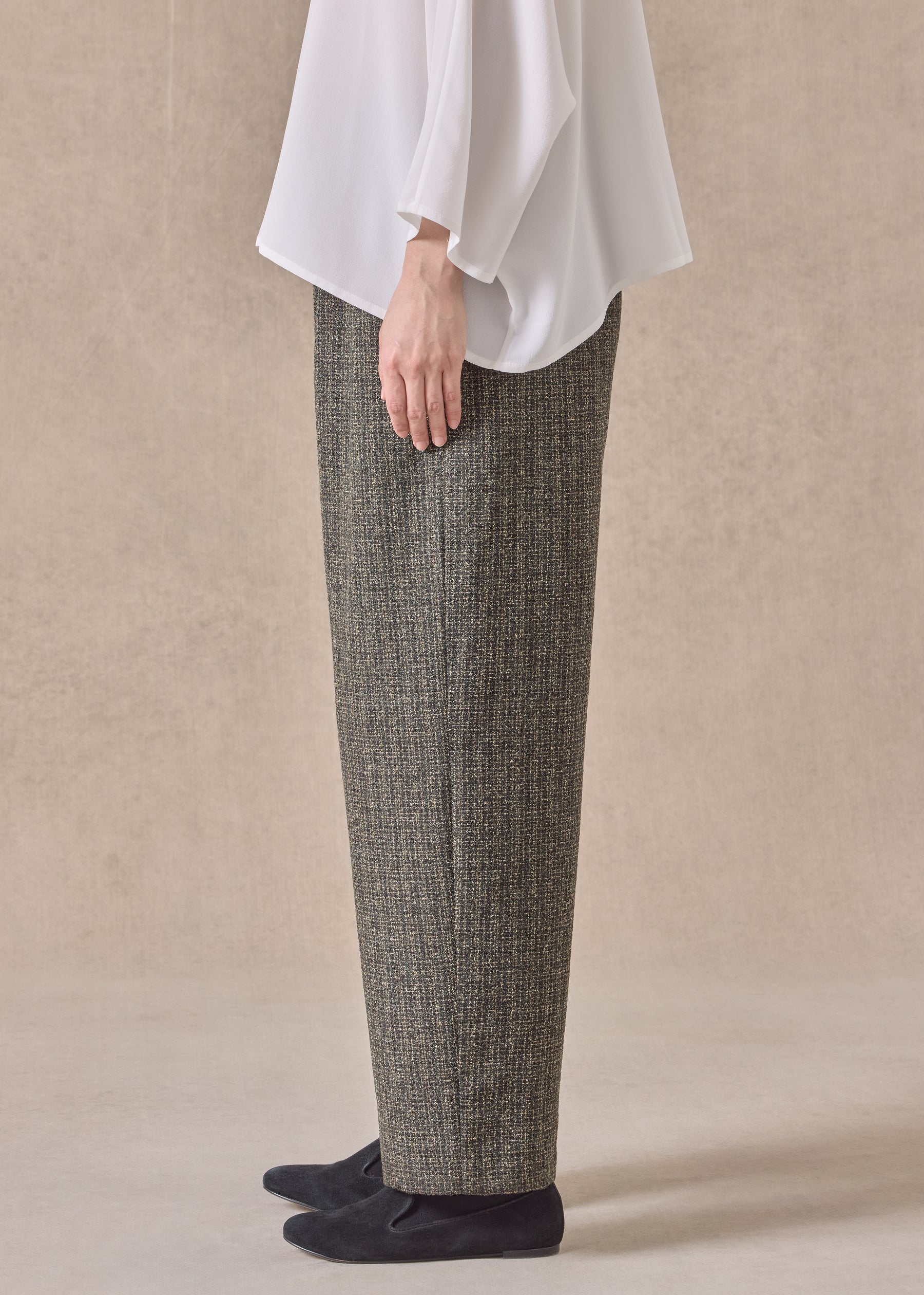 wool silk mix longer japanese trouser