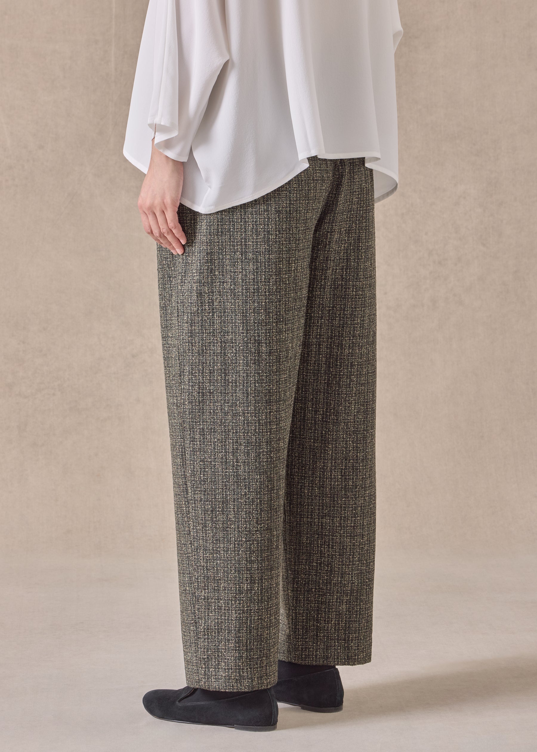 wool silk mix longer japanese trouser