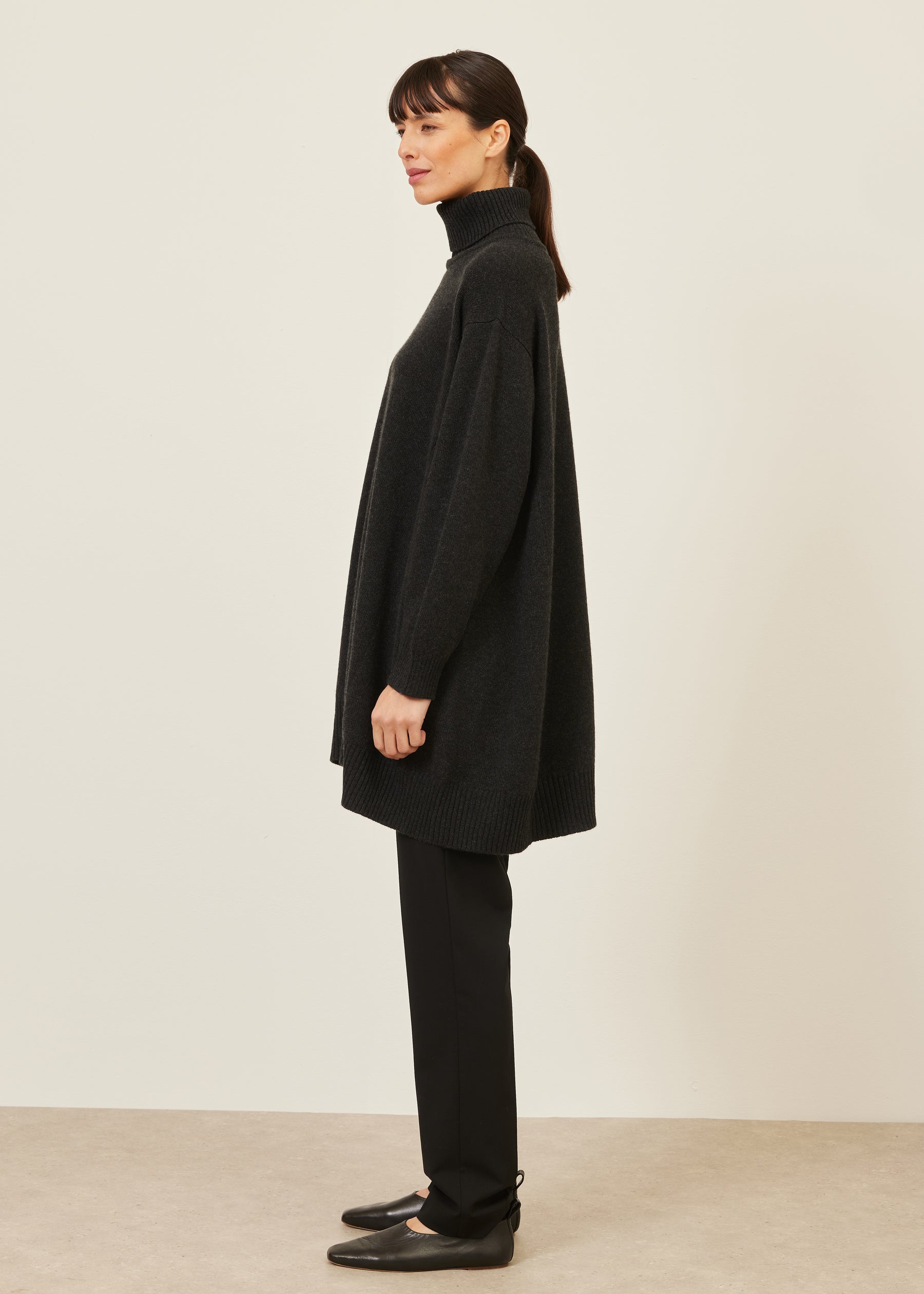 panelled a-line roll neck sweater - long plus