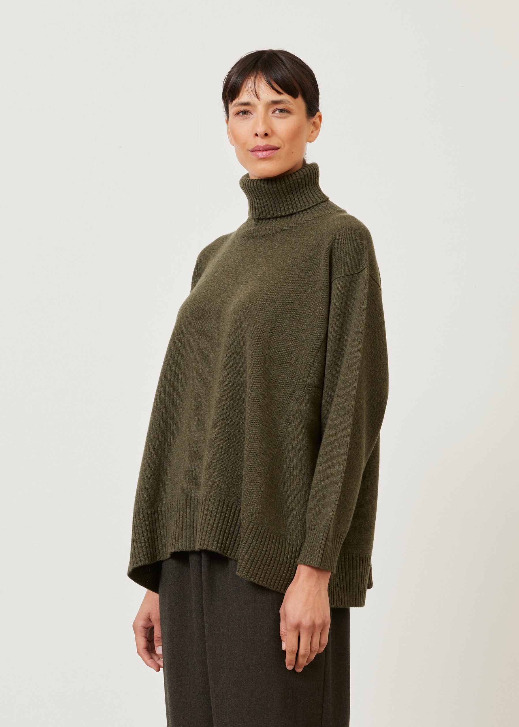 panelled A-line roll neck sweater - mid plus