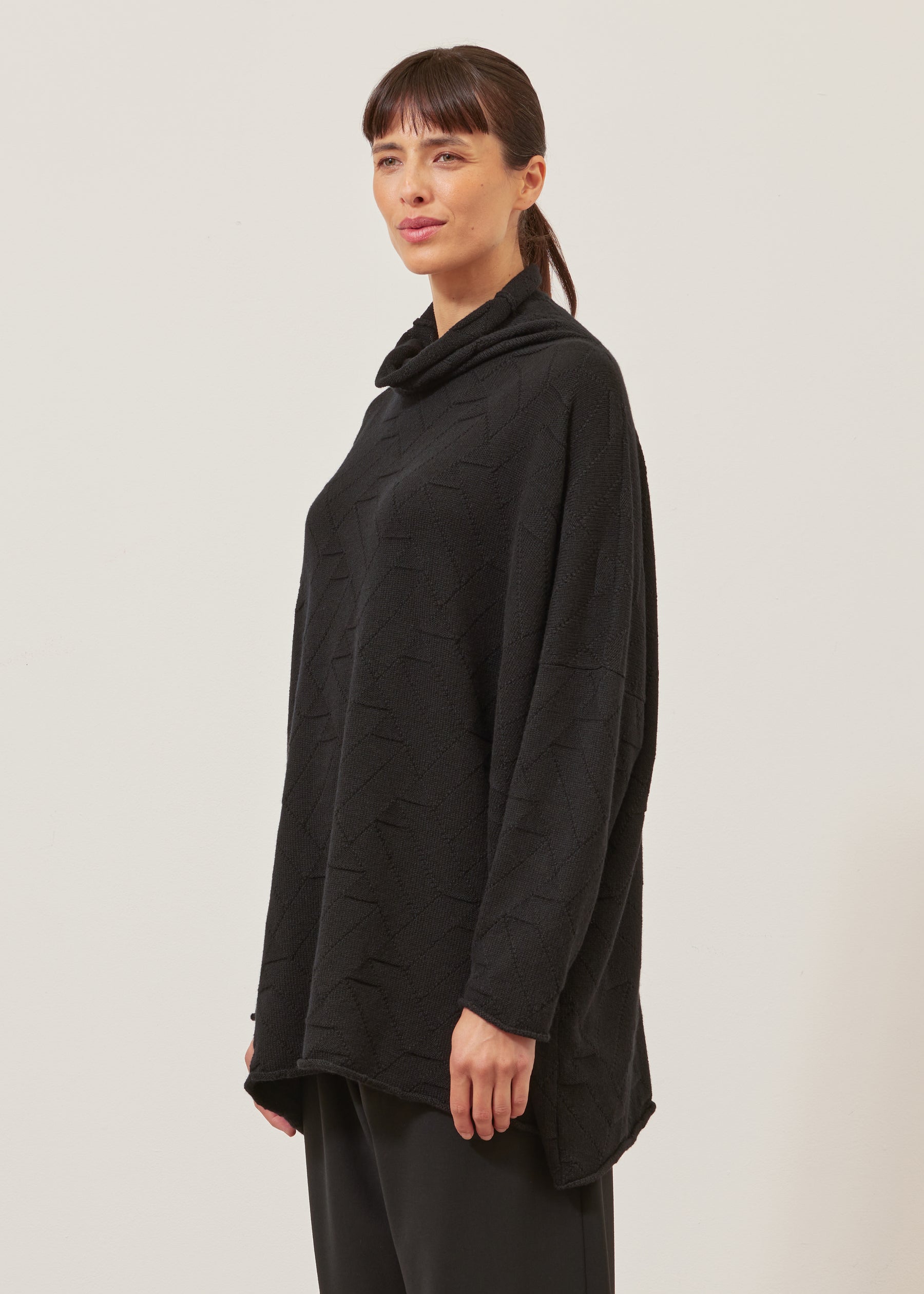 slim sleeve funnel scrunch neck sweater - long