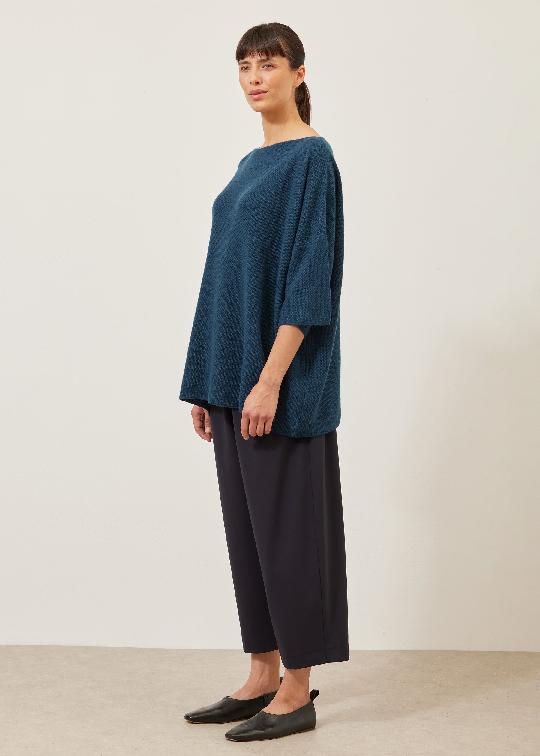 square 3/4 sleeve sweater - long