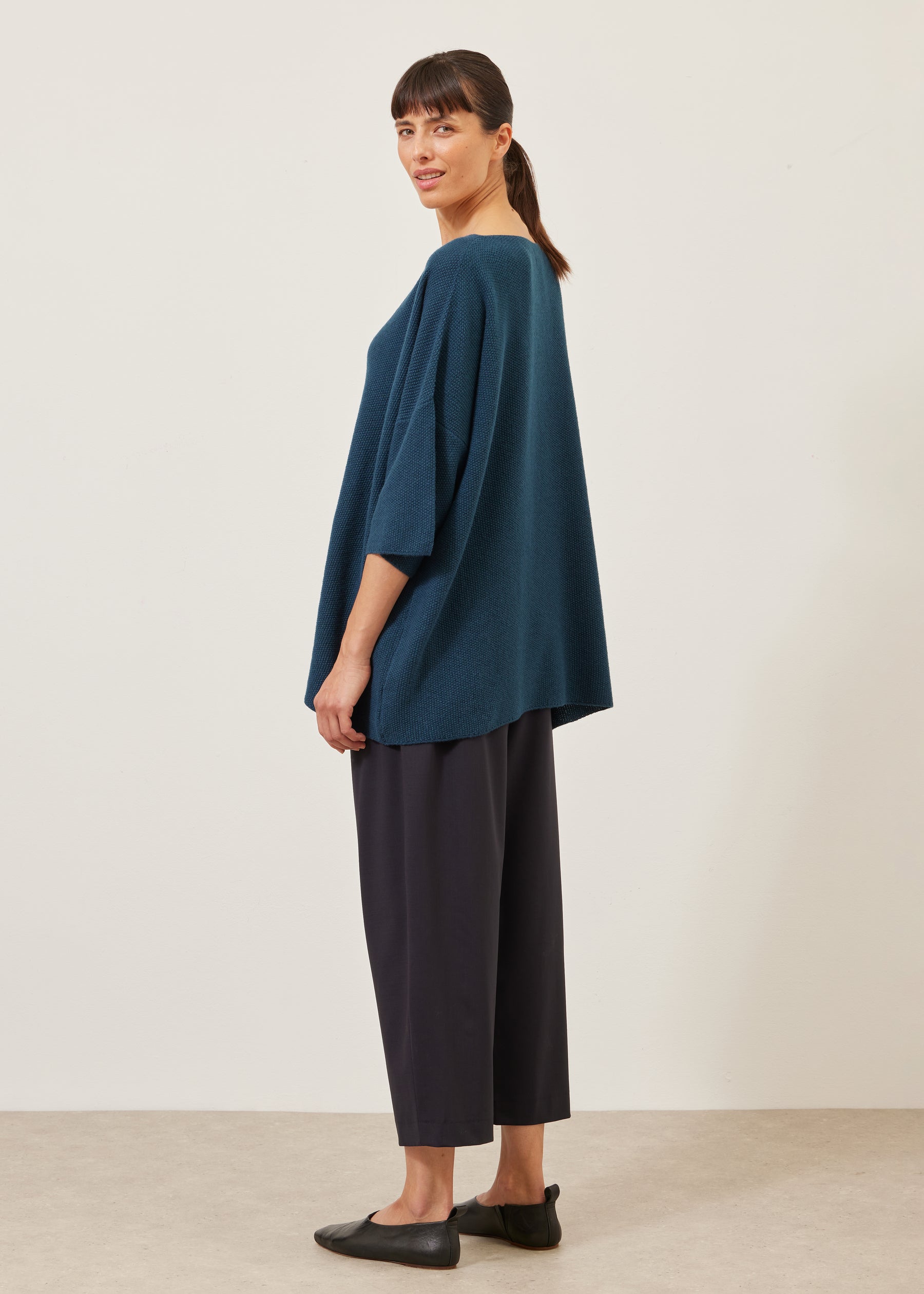 square 3/4 sleeve sweater - long