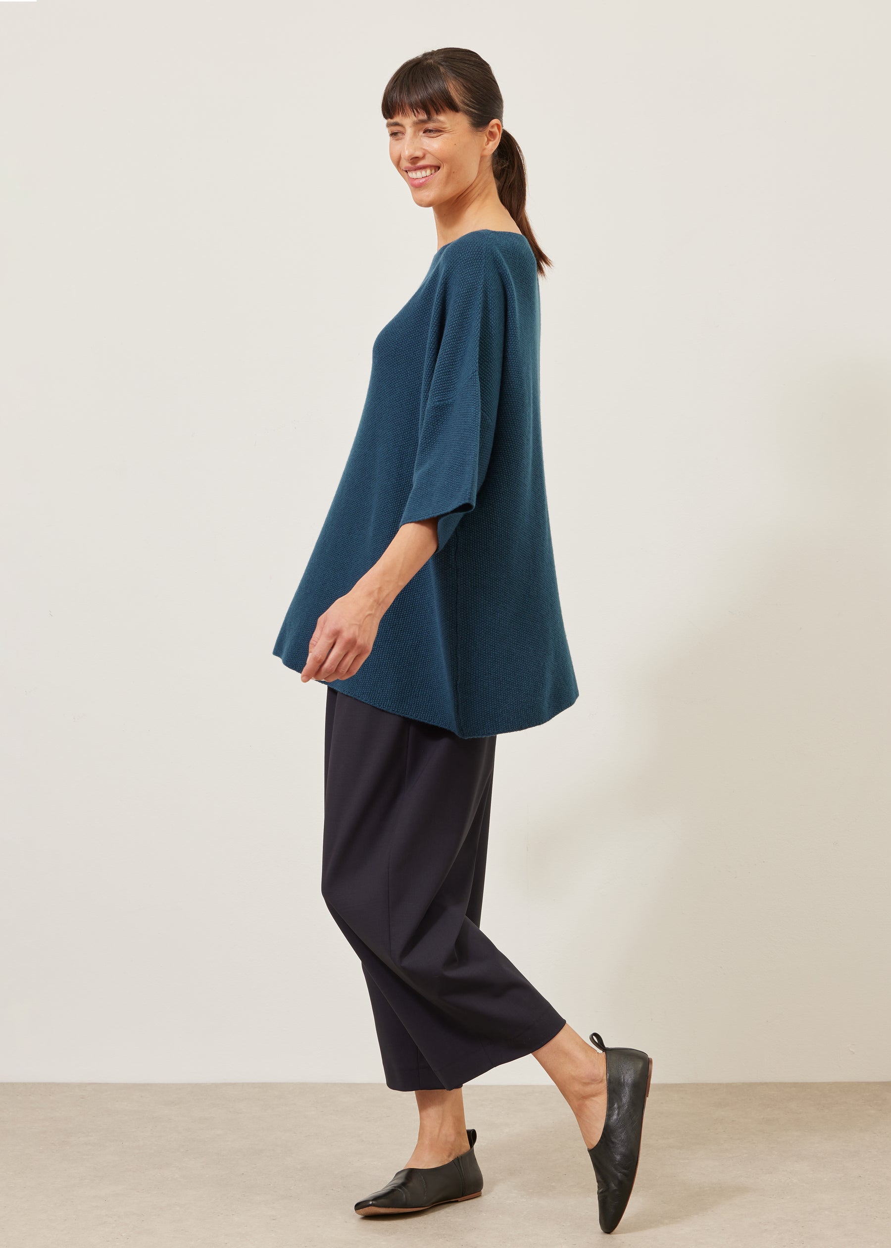 square 3/4 sleeve sweater - long