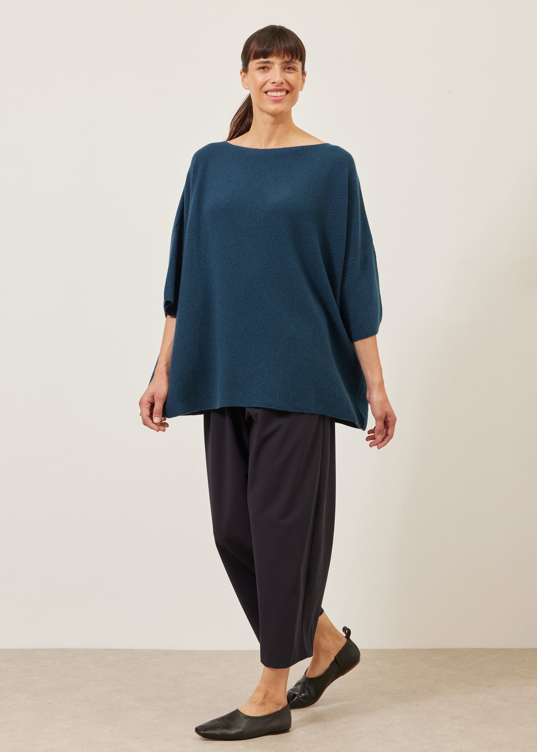 square 3/4 sleeve sweater - long