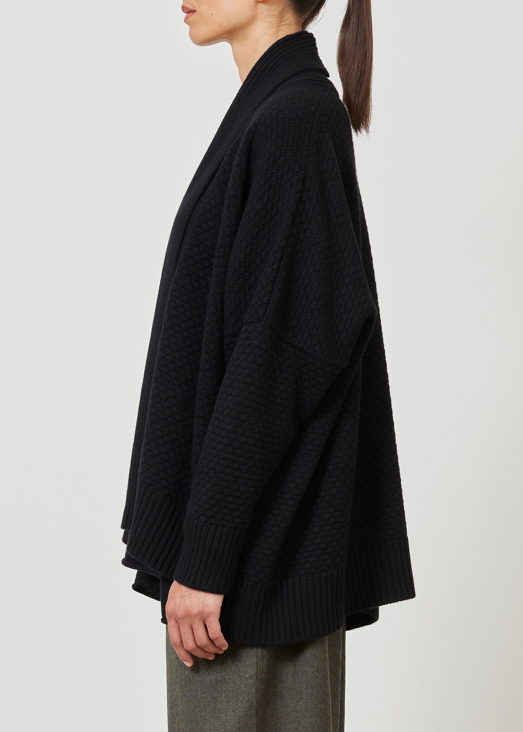 cashmere wide shawl collar knit cardigan - long