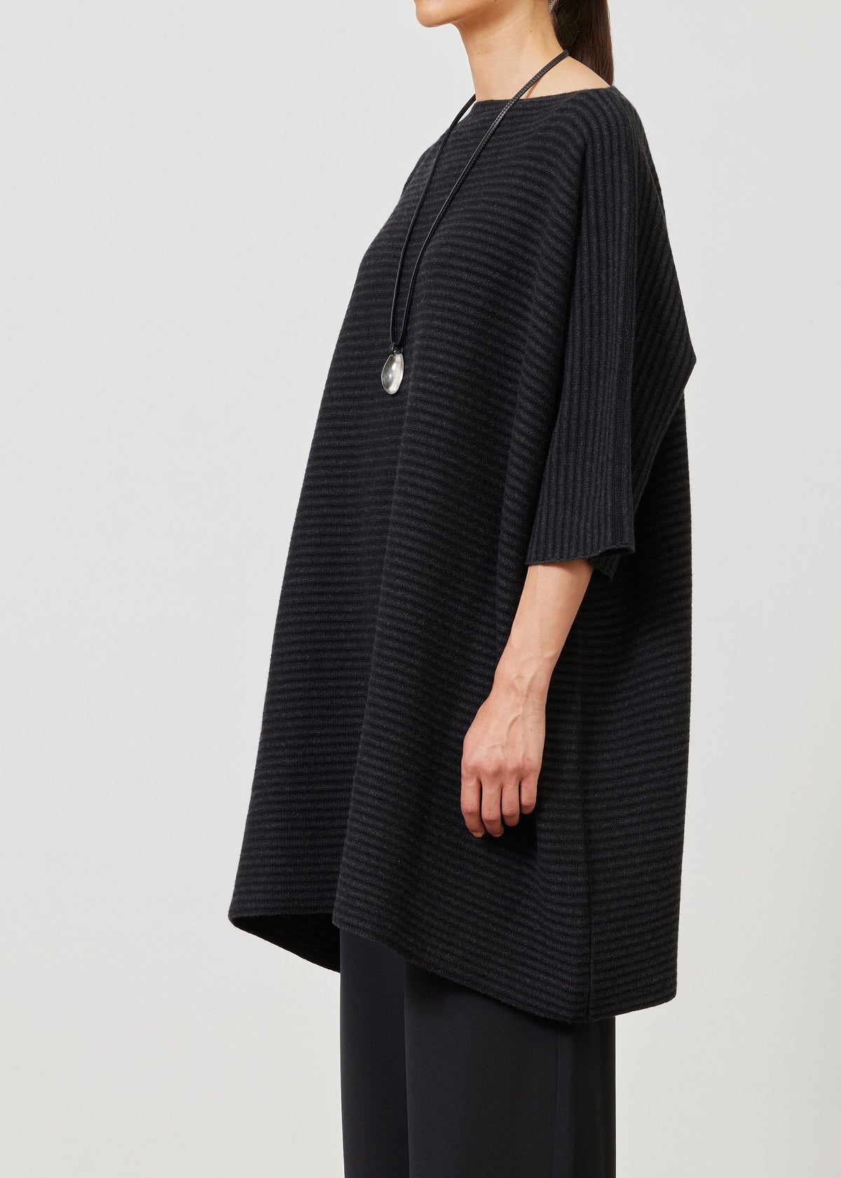 cashmere 3/4 sleeve wide square sweater - very long