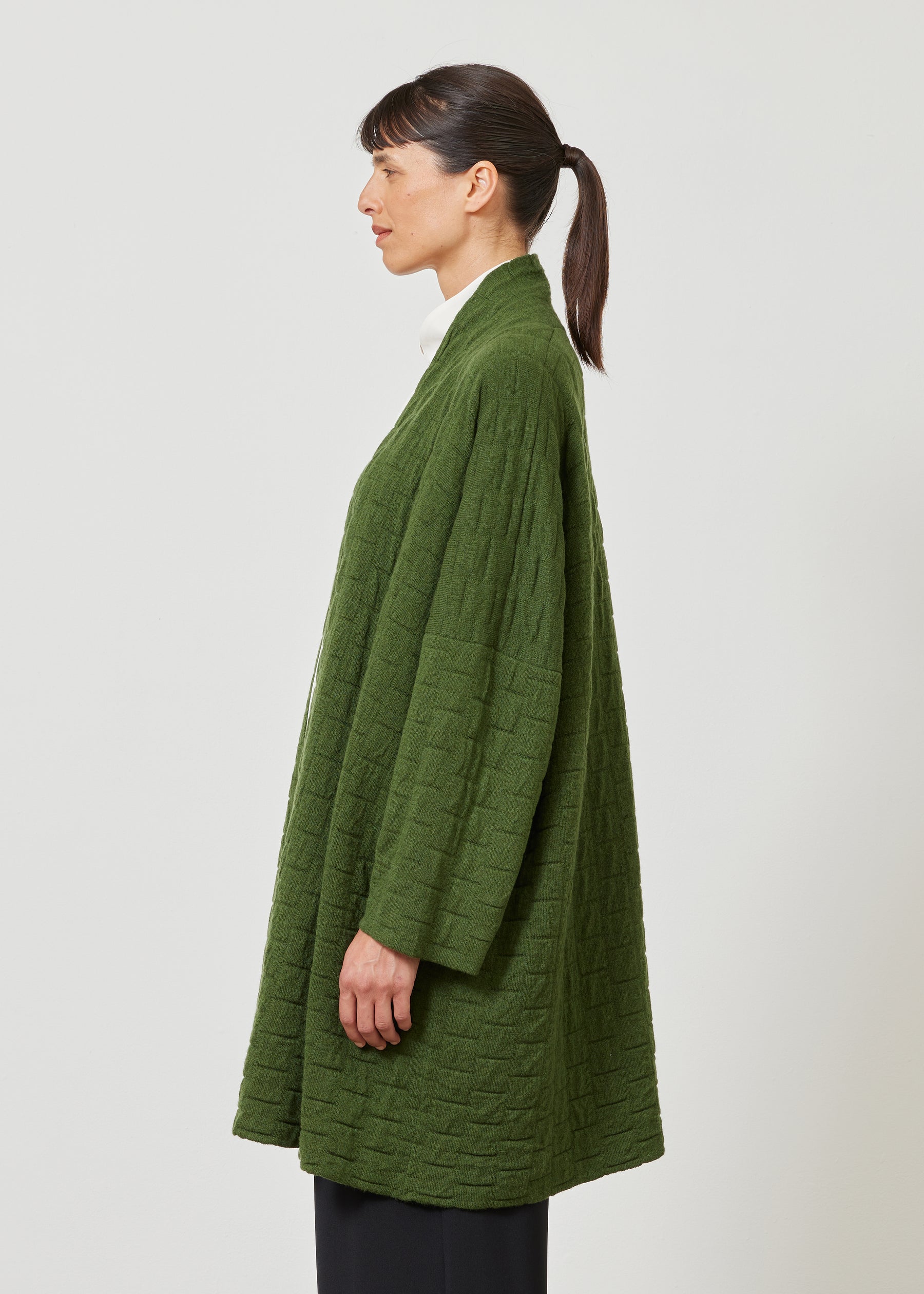 knitted scrunch shawl collar cardigan - long plus