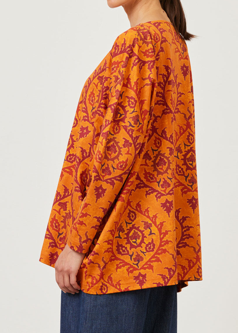 pima cotton jersey wide slim sleeve slash neck jersey t-shirt - long