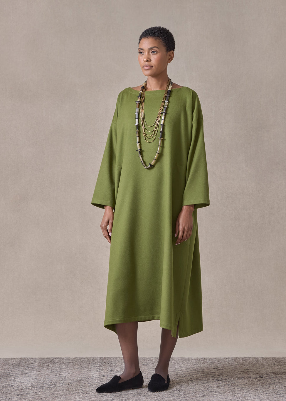 cashmere wide a-line scoop neck dress (fernlight)