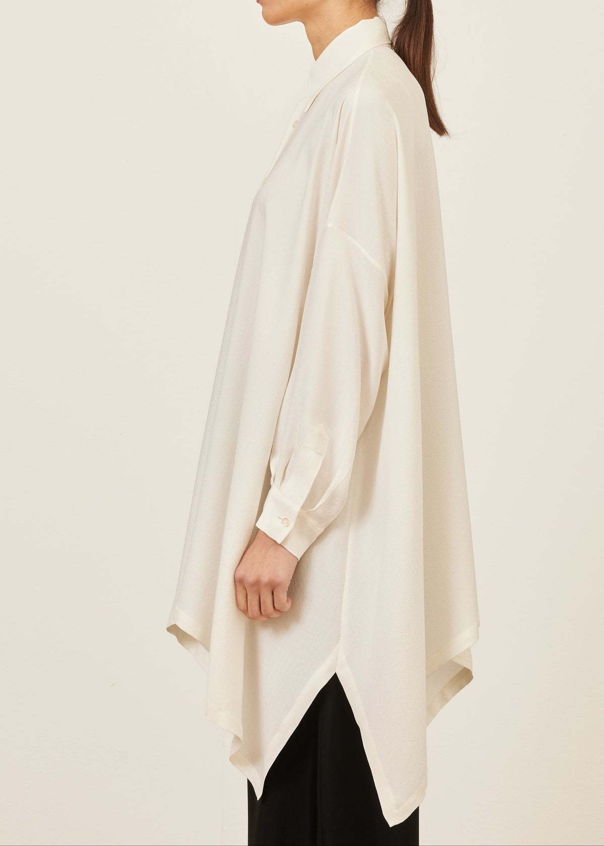 silk dps shirt with collar - long plus (ivory)
