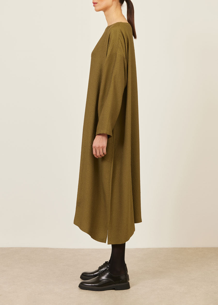 silk wide A-line scoop neck dress