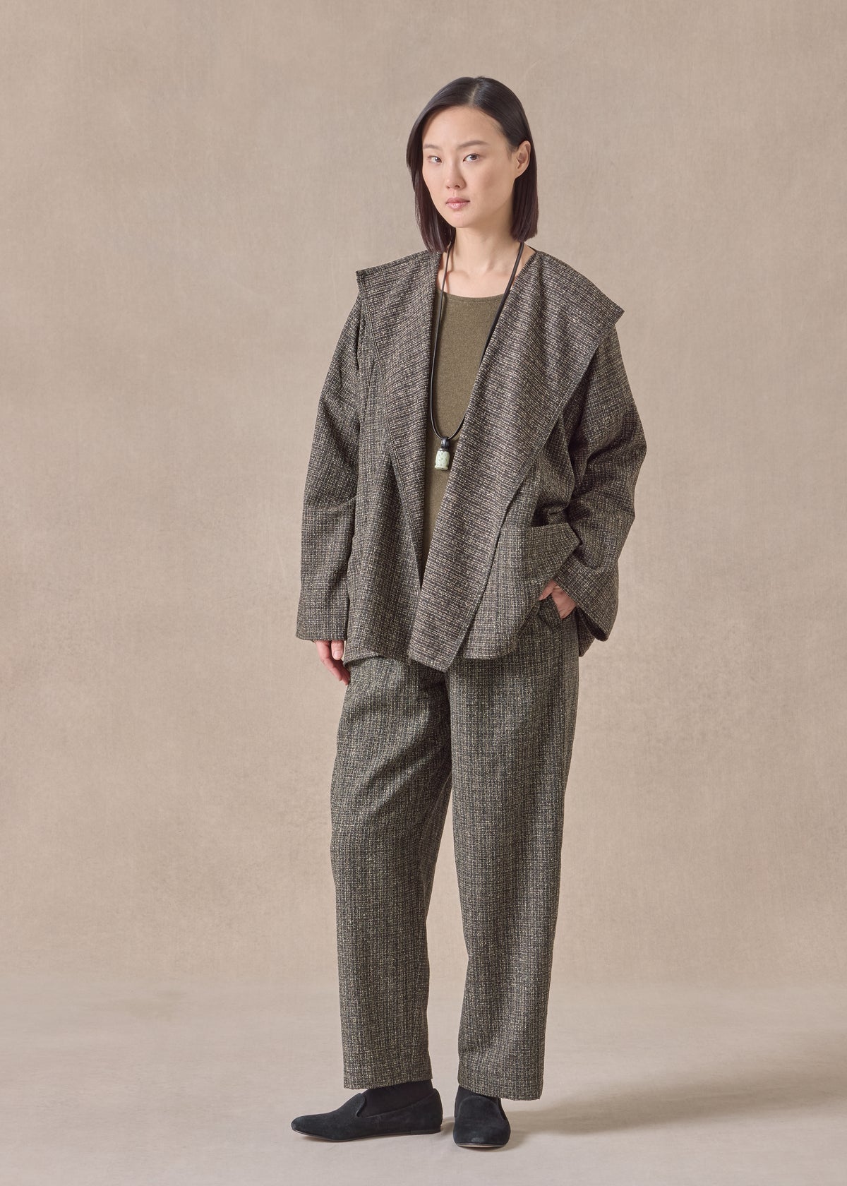 wool silk mix small jacket coat - mid plus