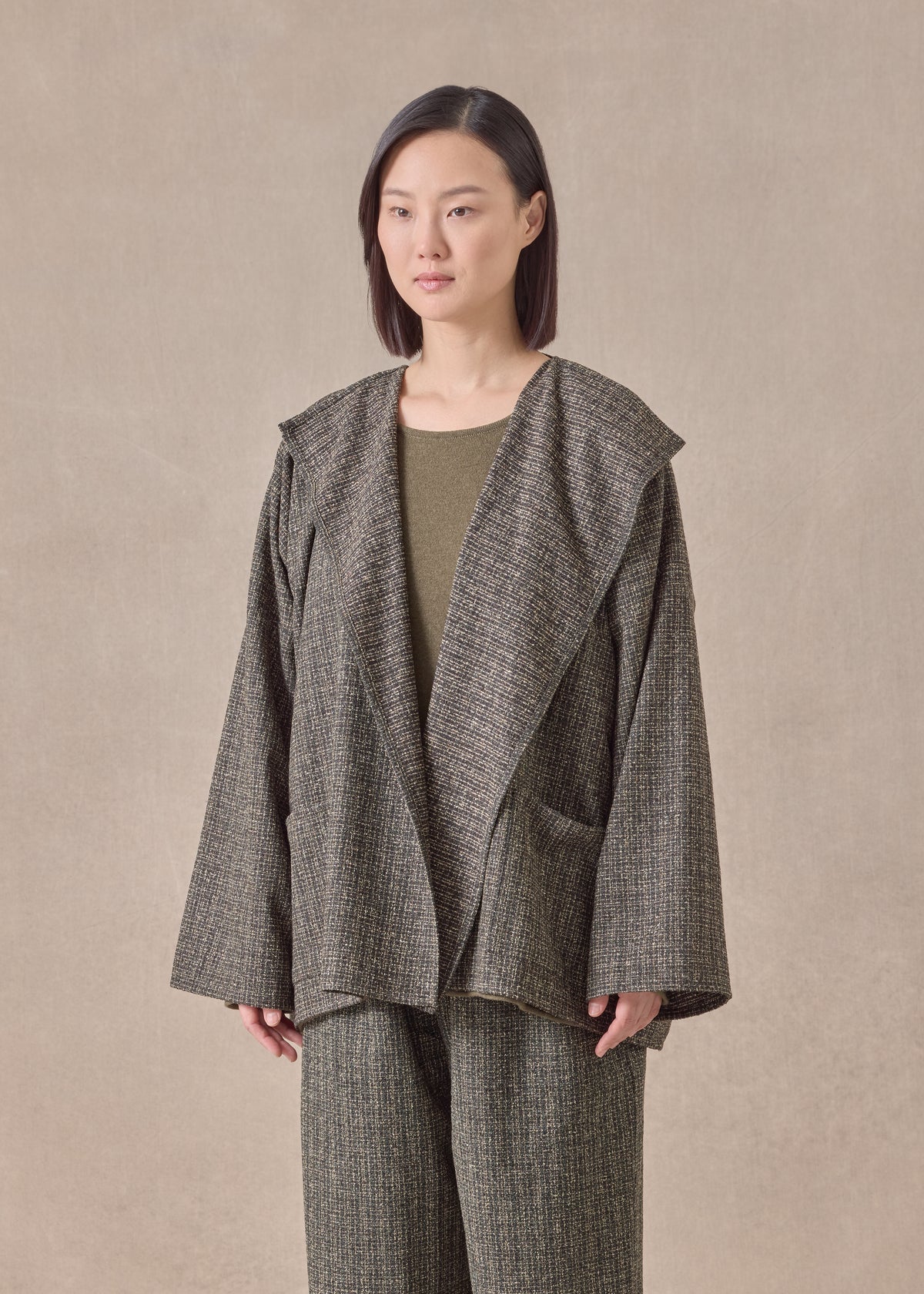 wool silk mix small jacket coat - mid plus