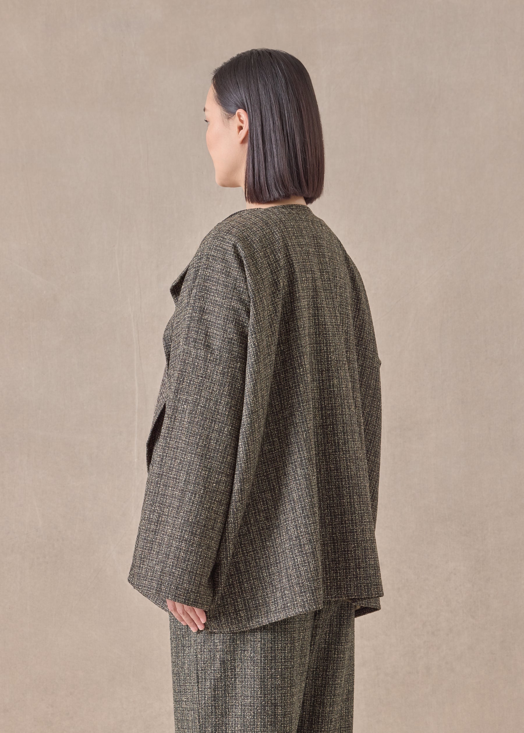 wool silk mix small jacket coat - mid plus