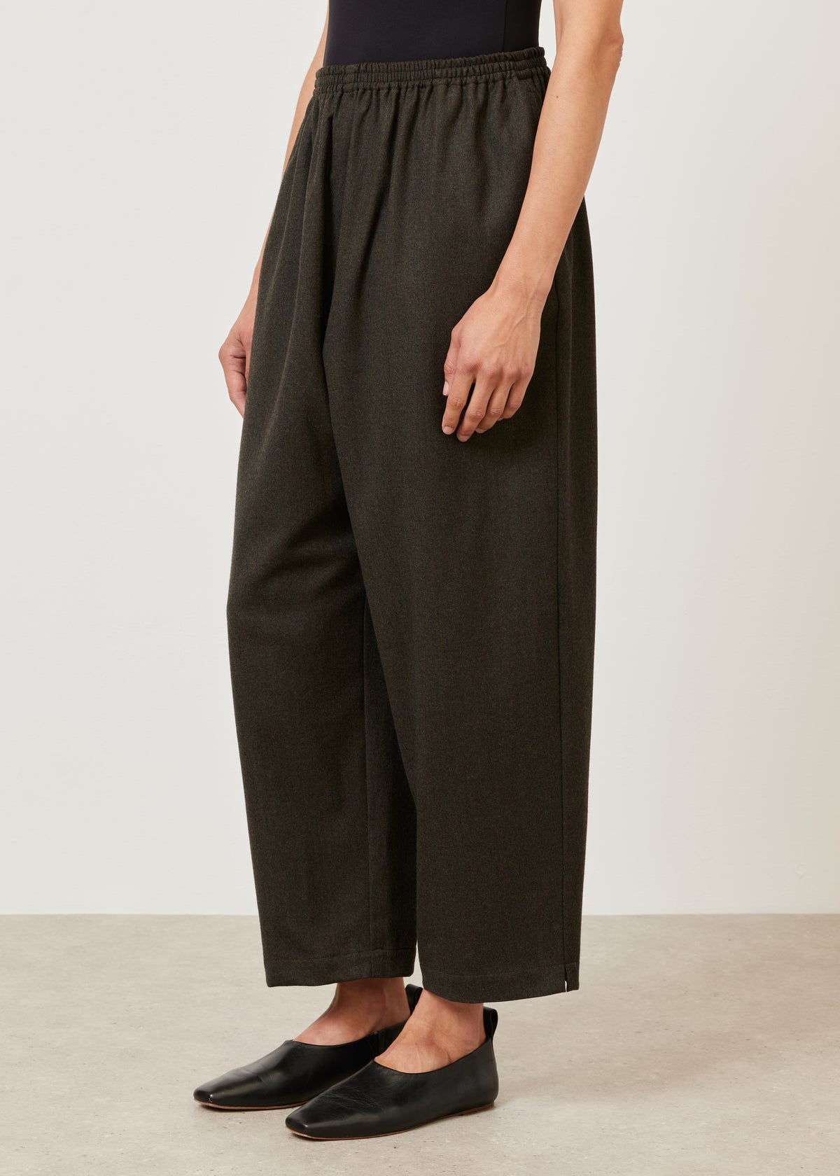 wool longer japanese trouser with ankle slits
