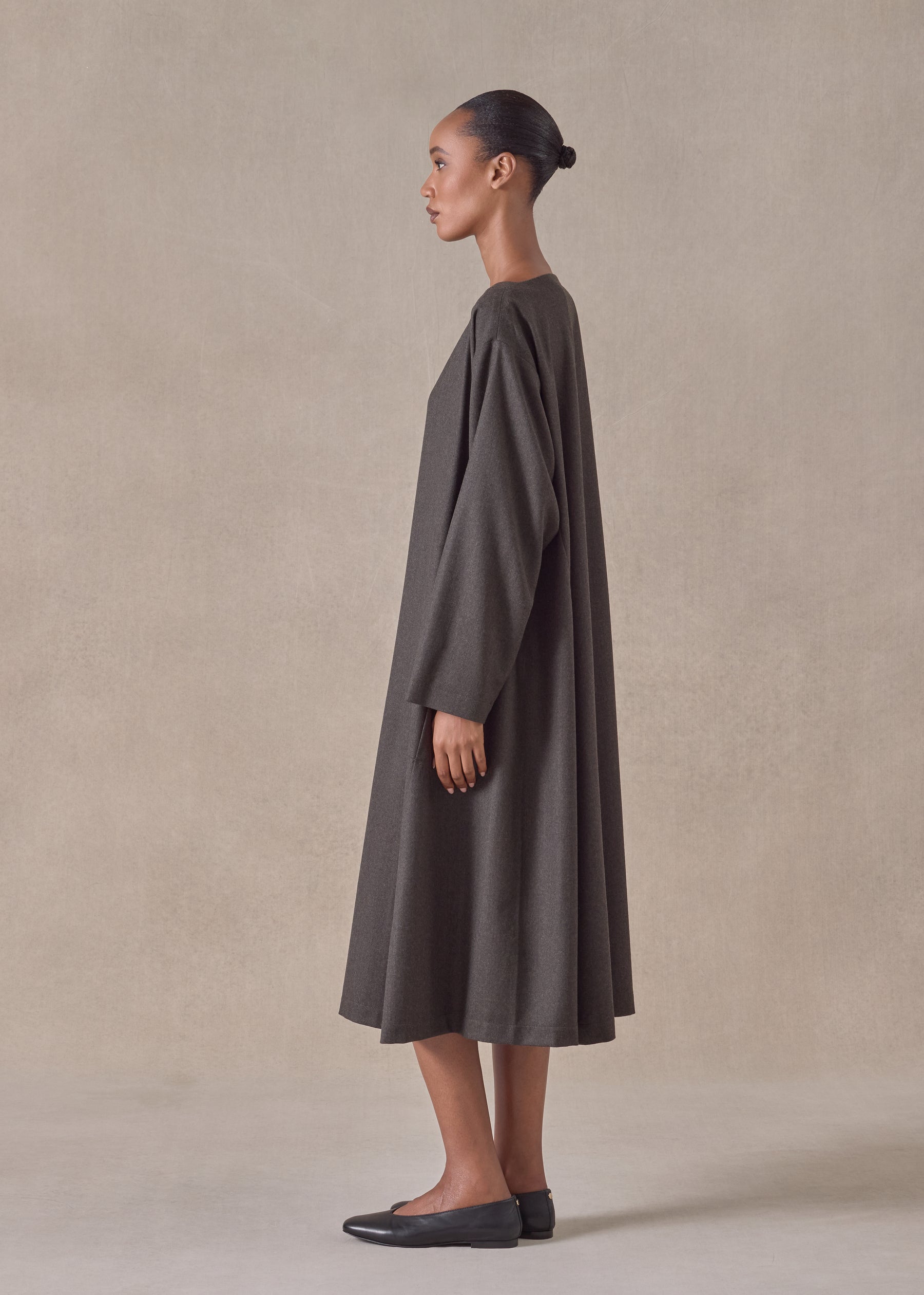 wool side panelled scoop neck dress