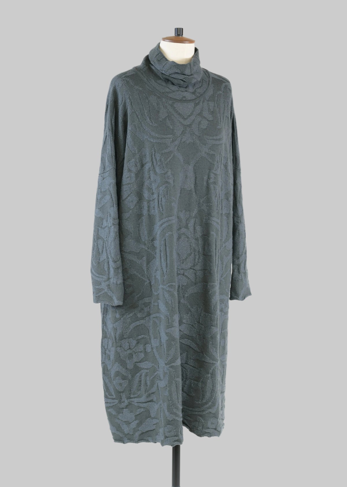 cashmere wide a-line scrunch neck knit dress