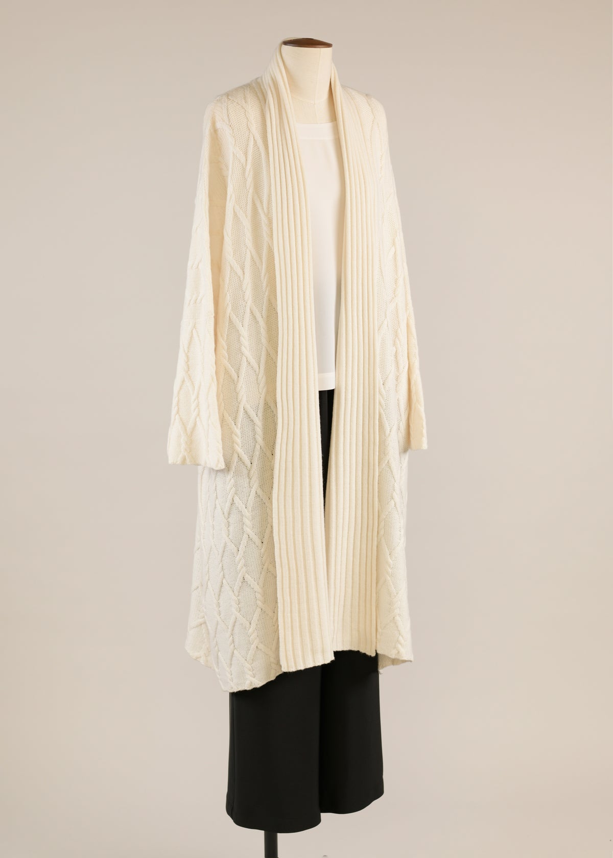 wide shawl collar cardigan coat - 3/4 length