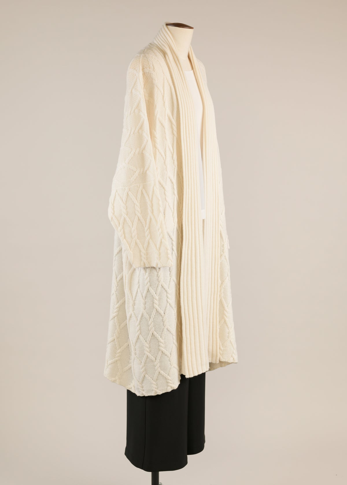 wide shawl collar cardigan coat - 3/4 length