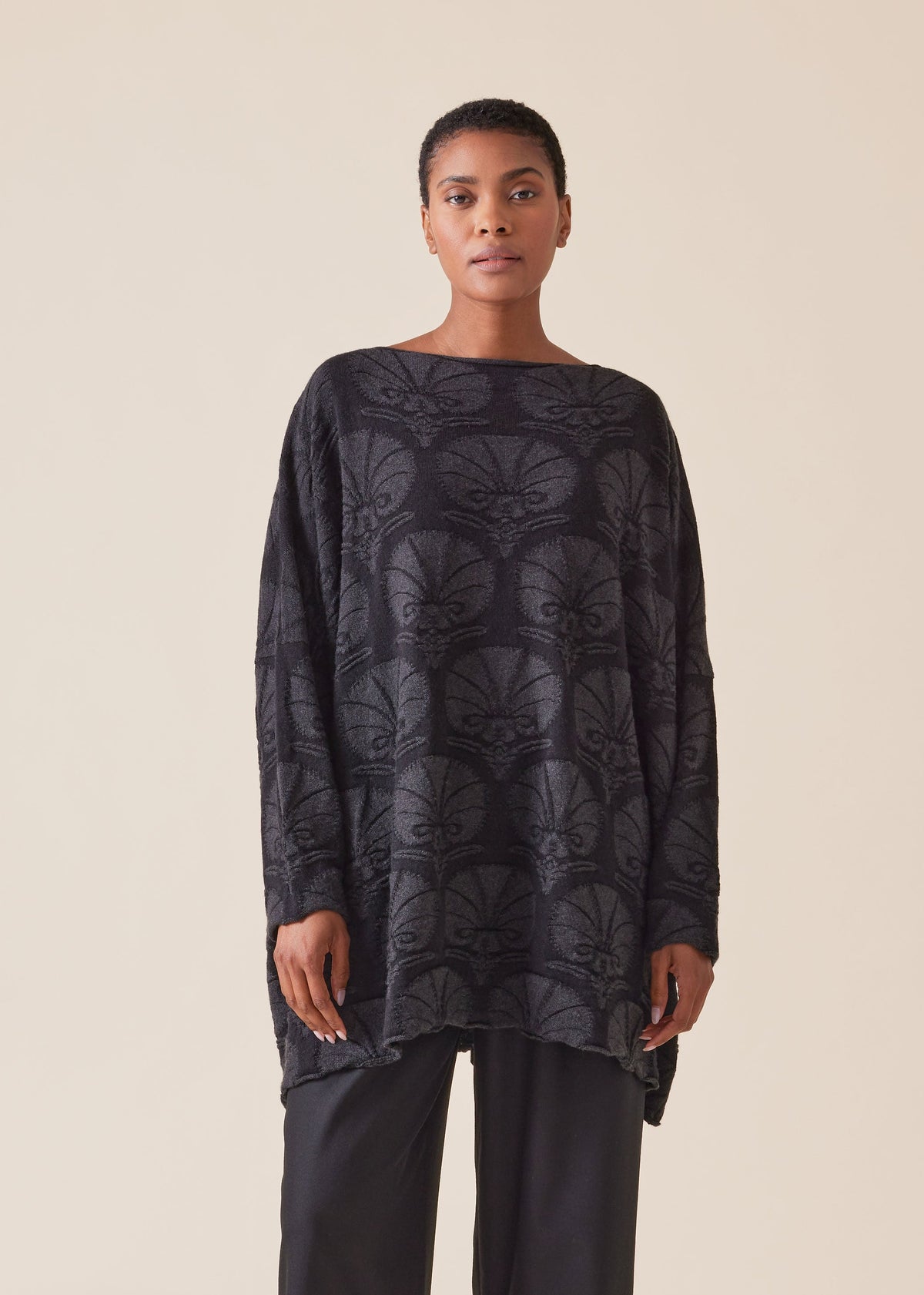 cashmere square slim sleeve sweater - long