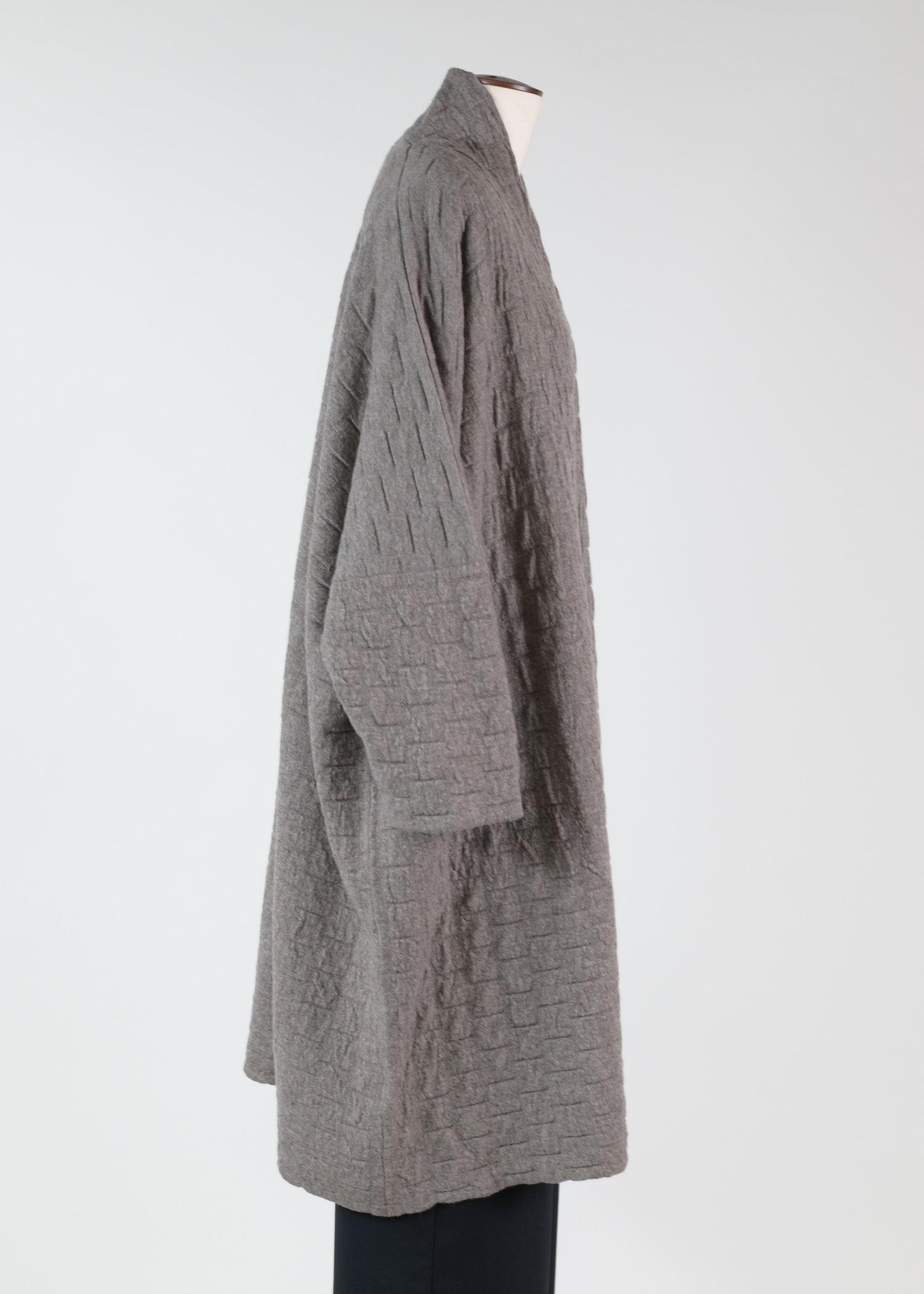wide scrunch shawl collar cardigan - 3/4 length