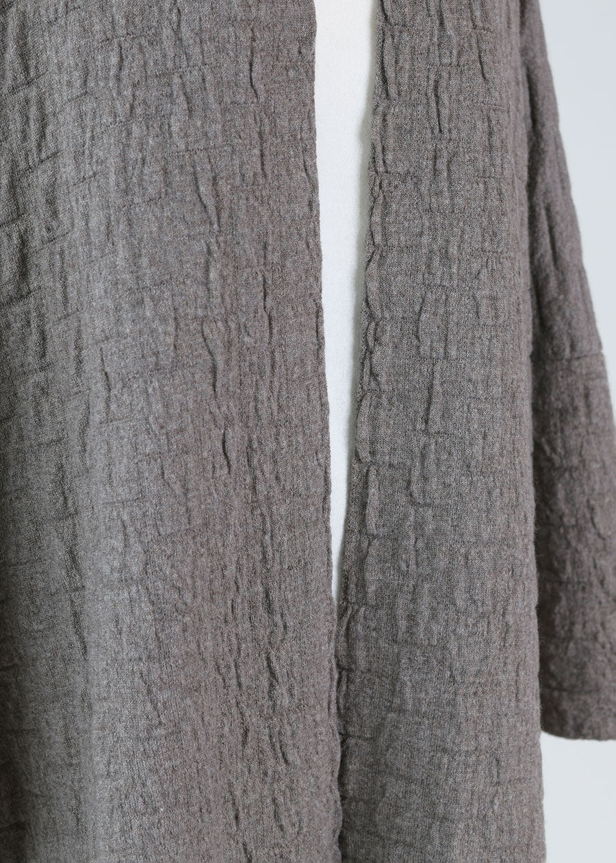 wide scrunch shawl collar cardigan - 3/4 length