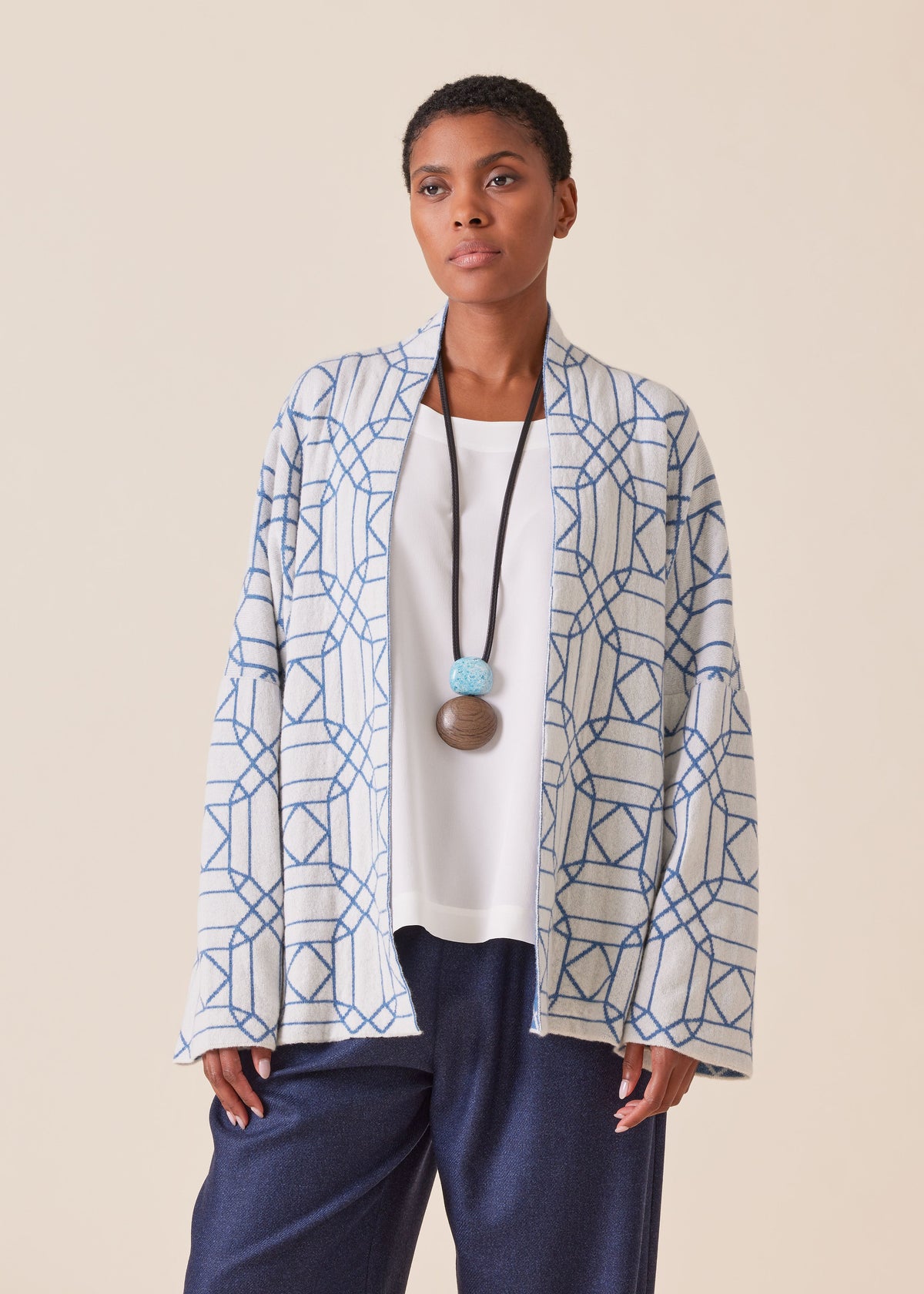 cashmere knitted scrunch shawl collar cardigan - mid