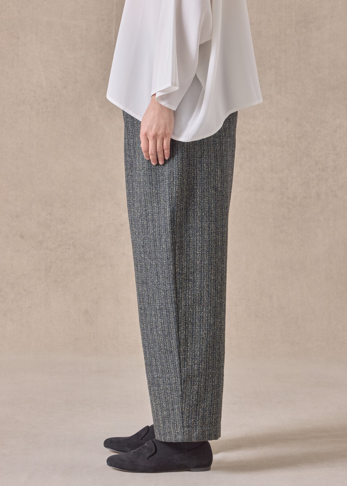 wool silk mix longer japanese trouser