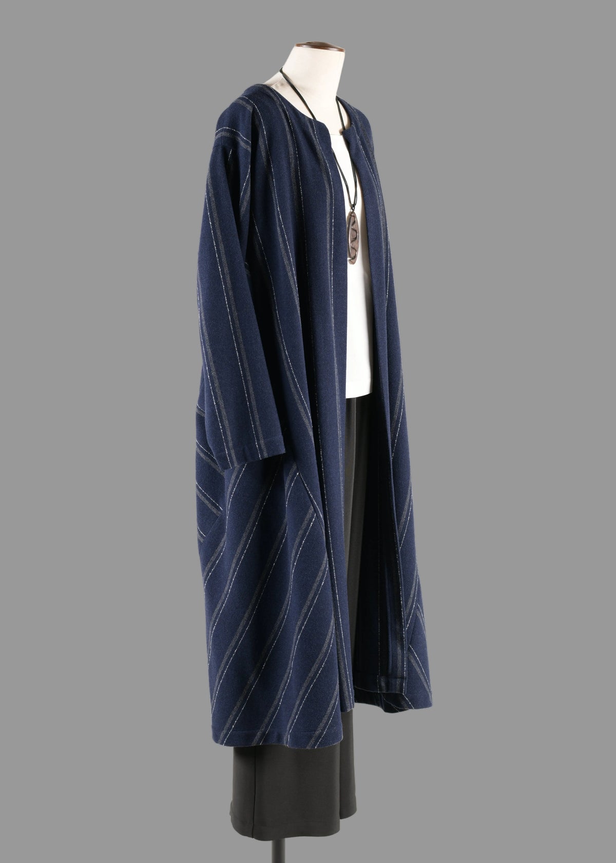 wool cashmere mix caucasus robe coat (navy)
