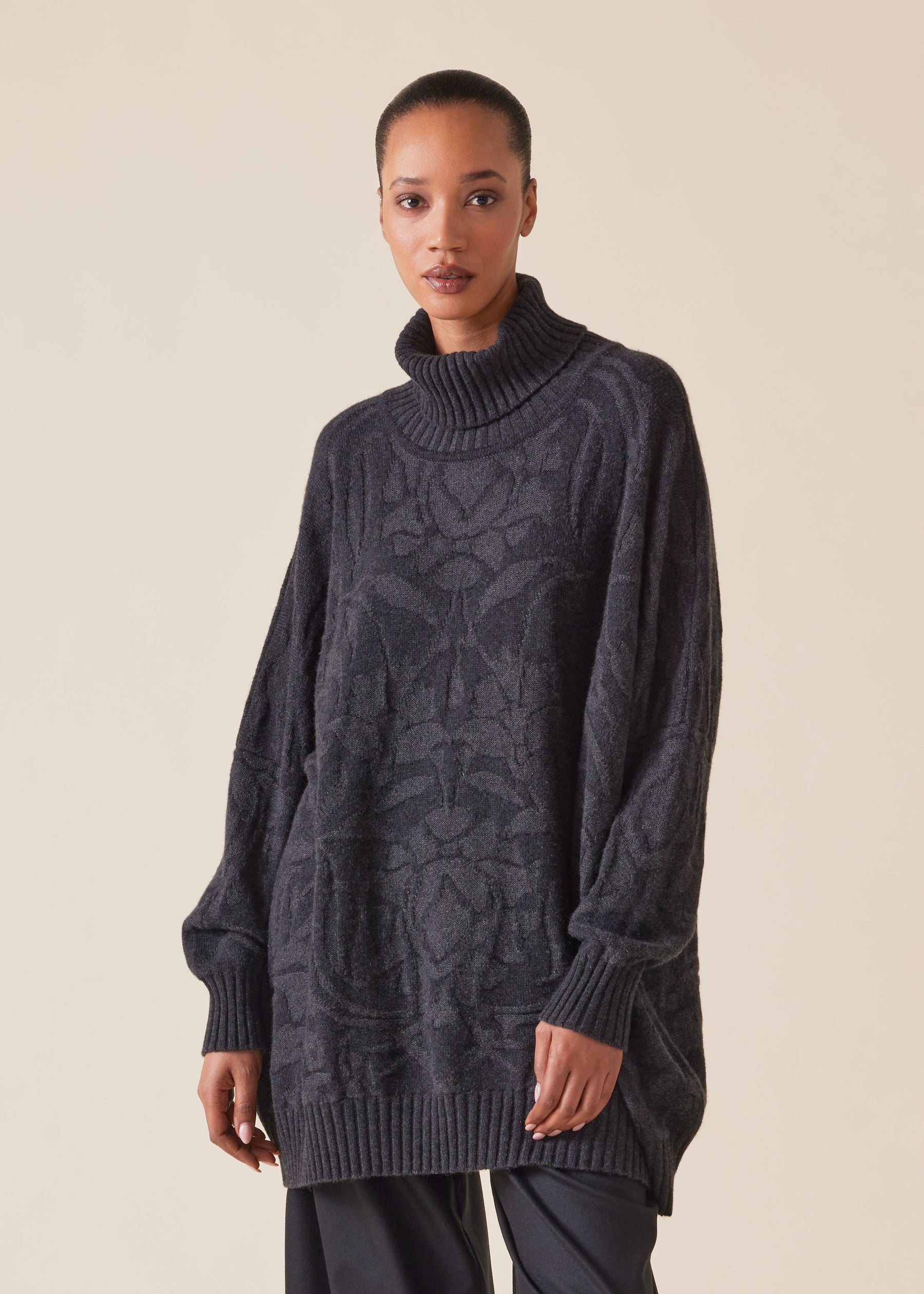 cashmere roll neck sweater - long