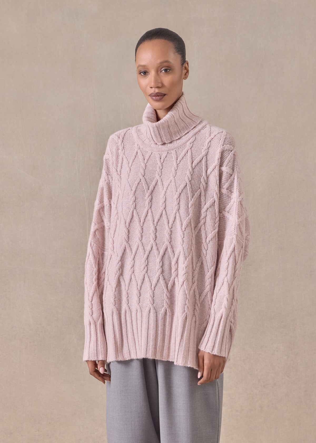 cashmere roll neck sweater - mid plus (rosepowder)