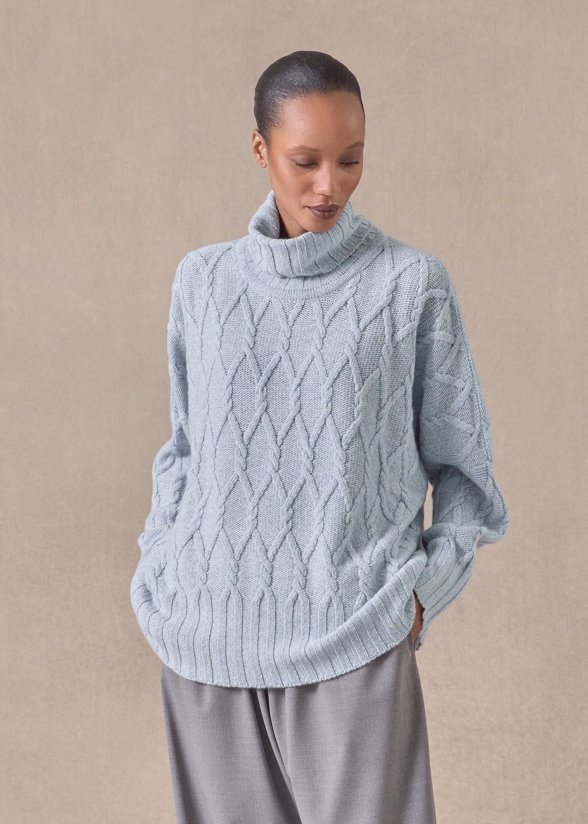 cashmere roll neck sweater - mid plus (woadblue)