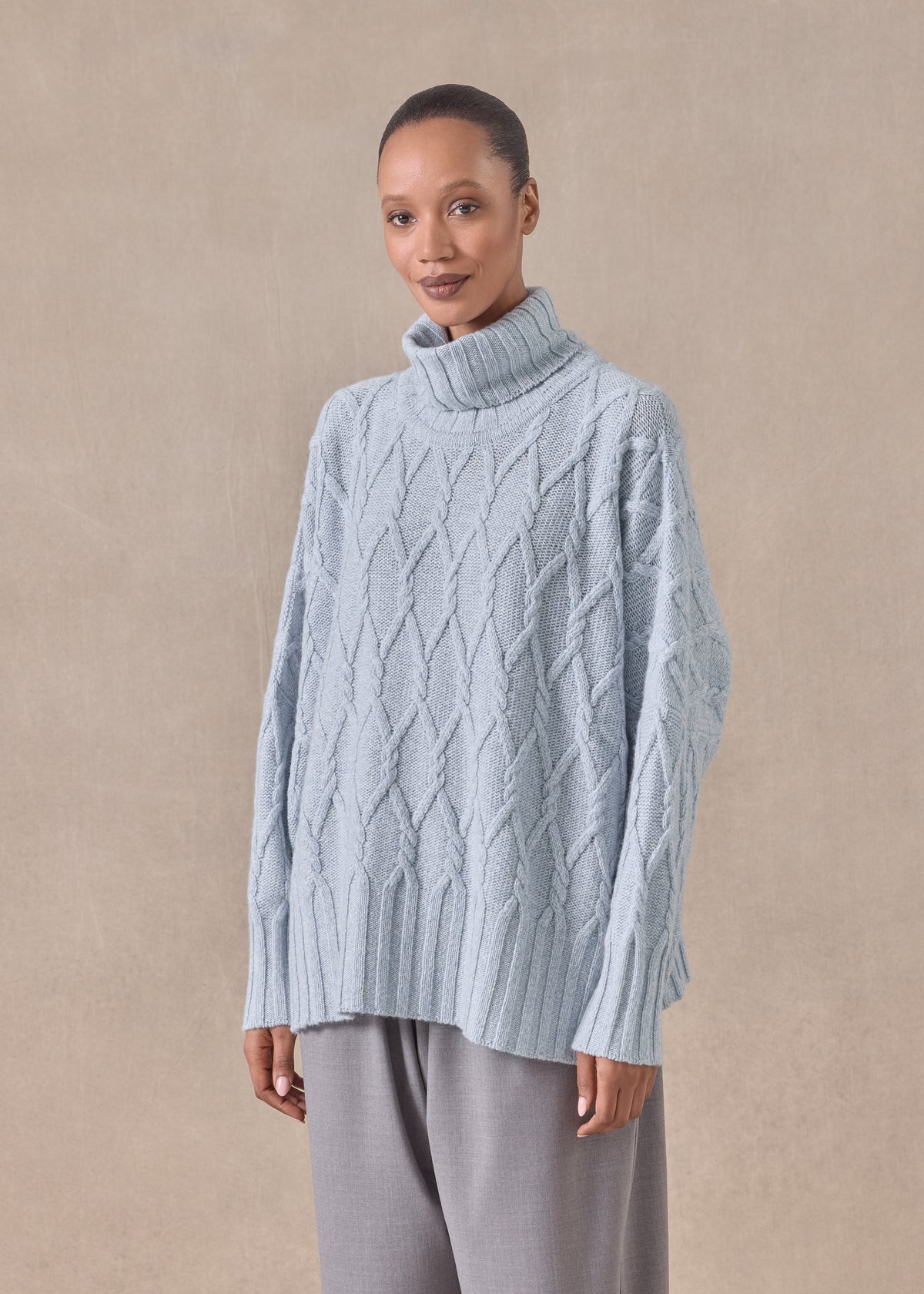 cashmere roll neck sweater - mid plus (woadblue)