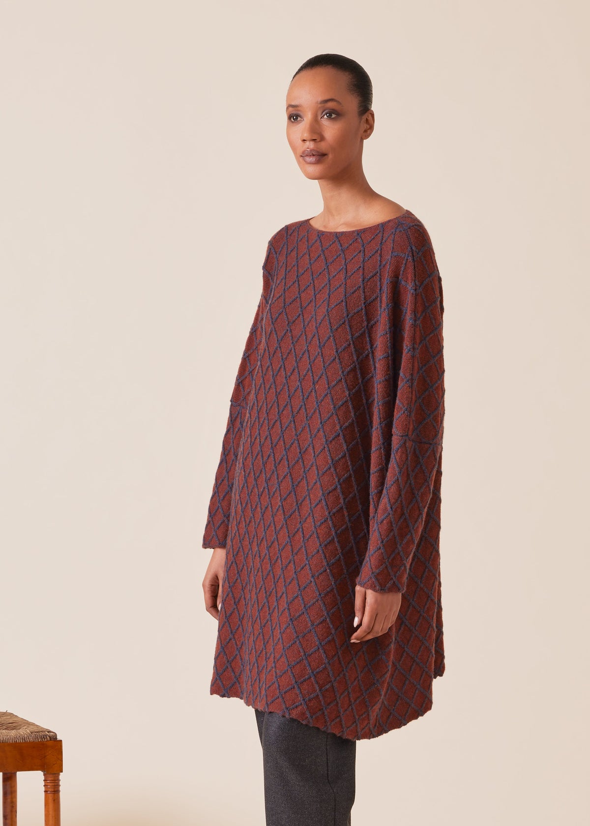 cashmere square slim sleeve sweater - long plus