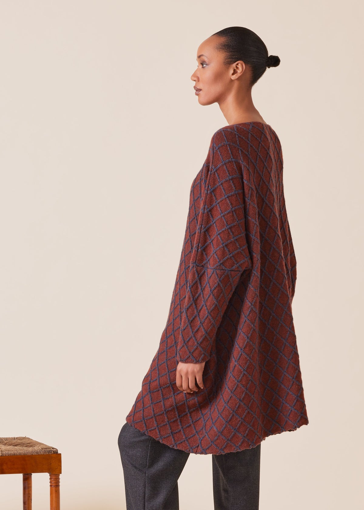 cashmere square slim sleeve sweater - long plus