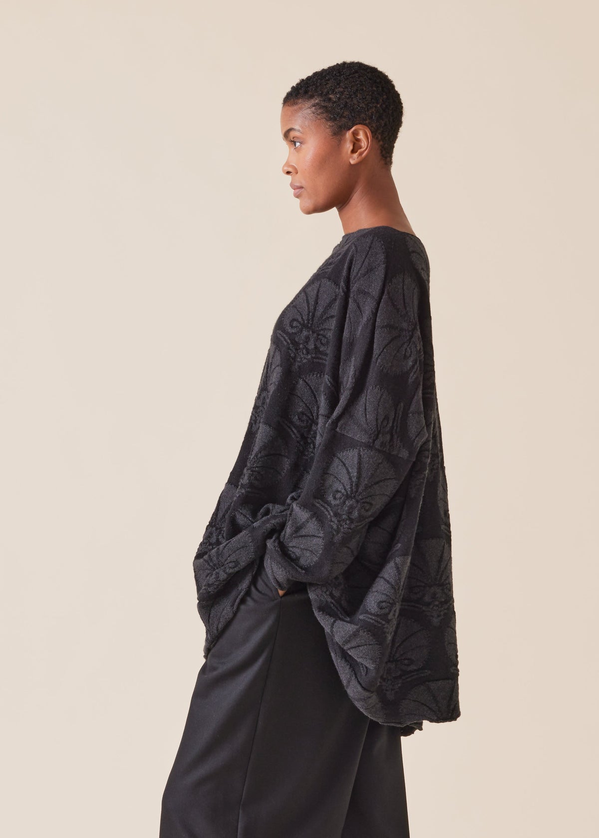 cashmere square slim sleeve sweater - long