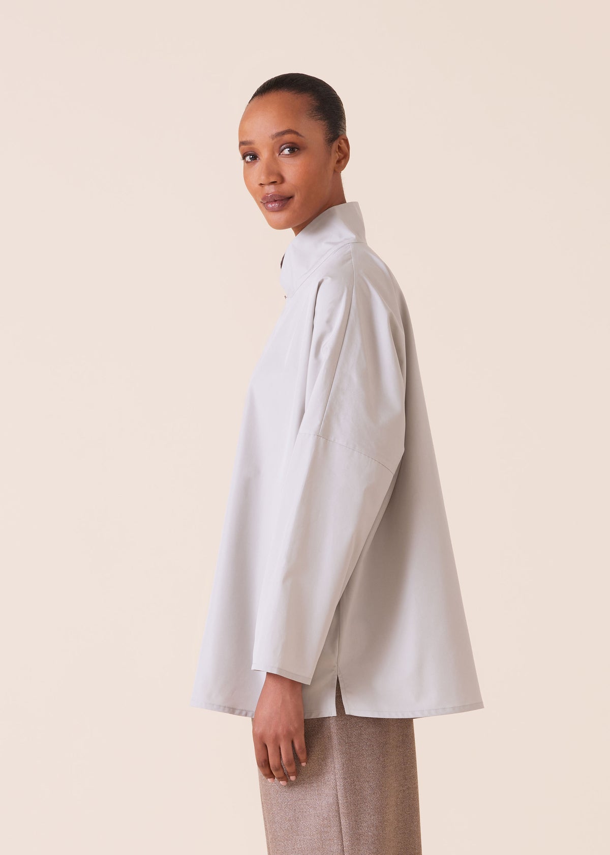 cotton chinese imperial shirt with chinese collar - long