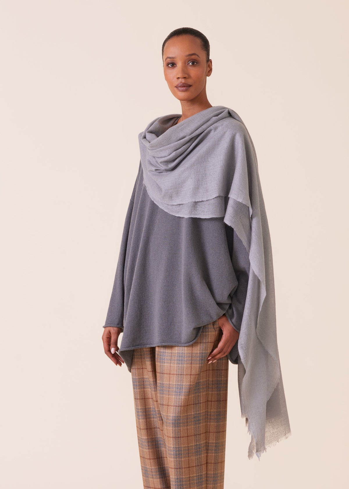 cashmere large scarf (cemento)